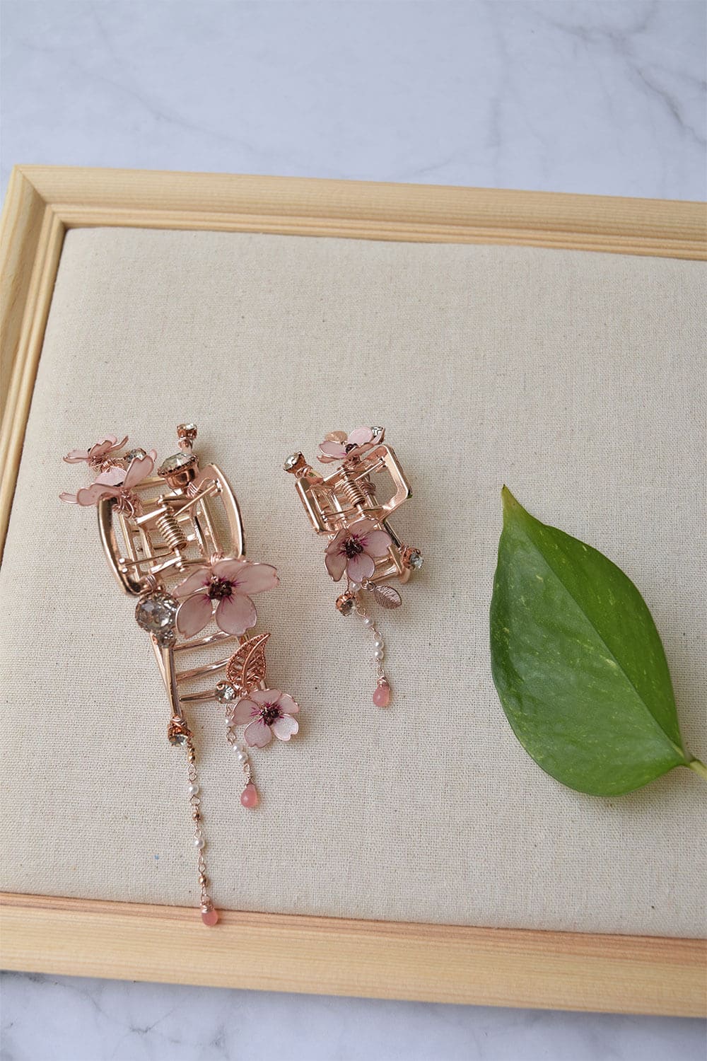 Sakura Claw clips Rose gold with dangle chain – Forever Blossom