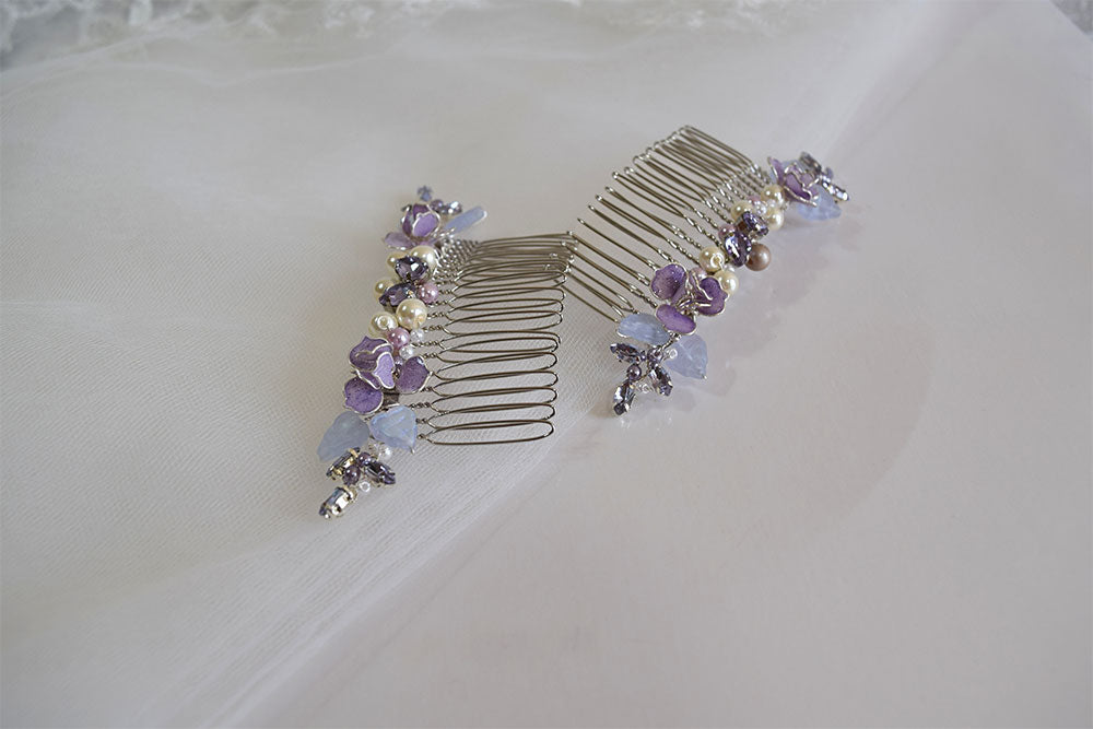 Lavender Crystal hair comb – Forever Blossom display picture 1