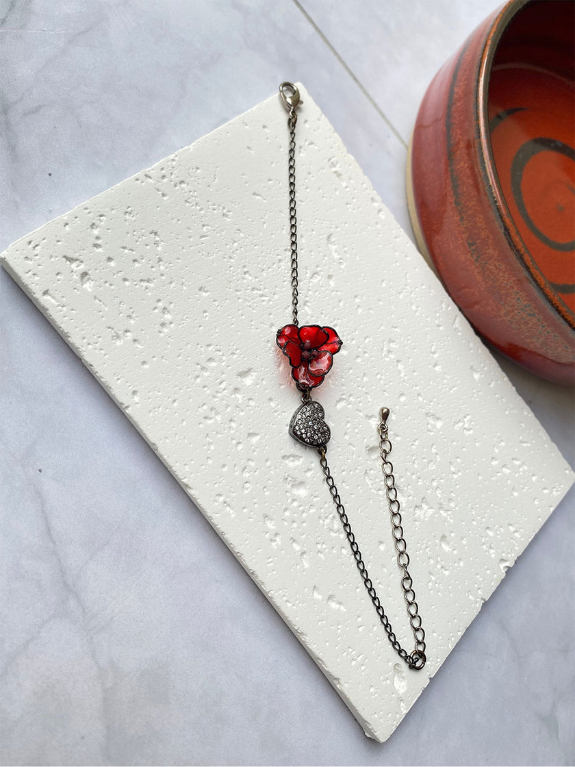 Red Poppy Flower Bracelet
