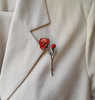 Red Poppy flower brooch pin/coat pin