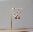 Red White flower cluster earrings necklace set