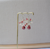 Red White flower cluster earrings necklace set