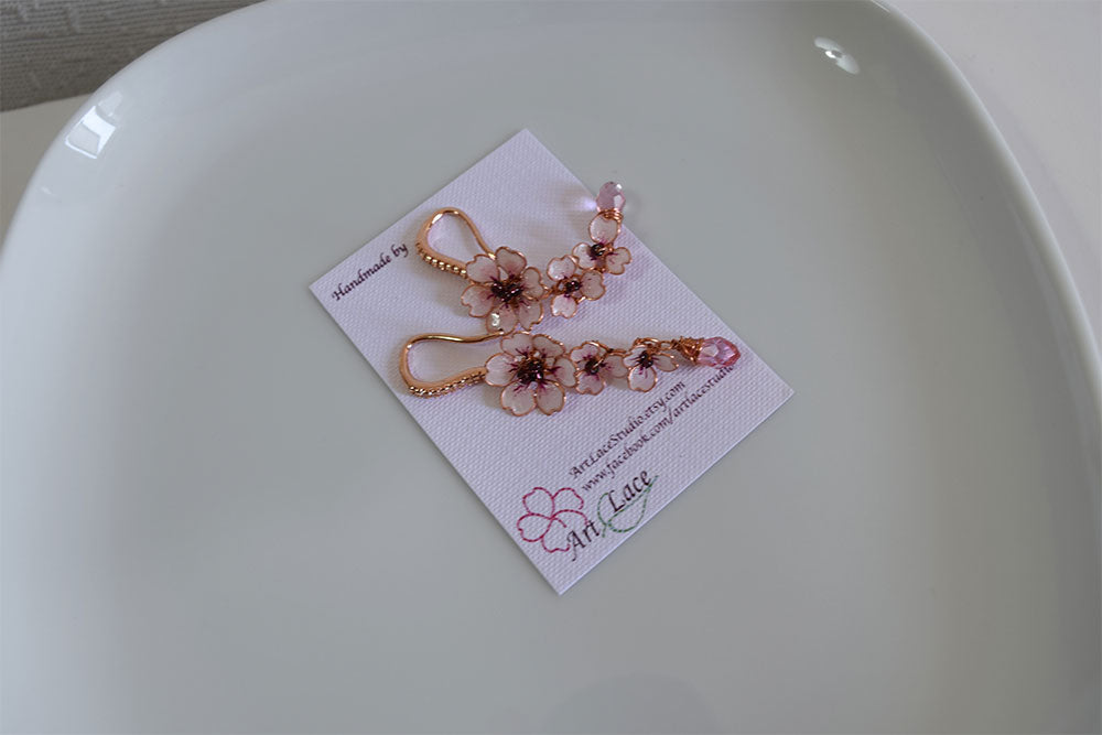 Sakura long dangle earrings