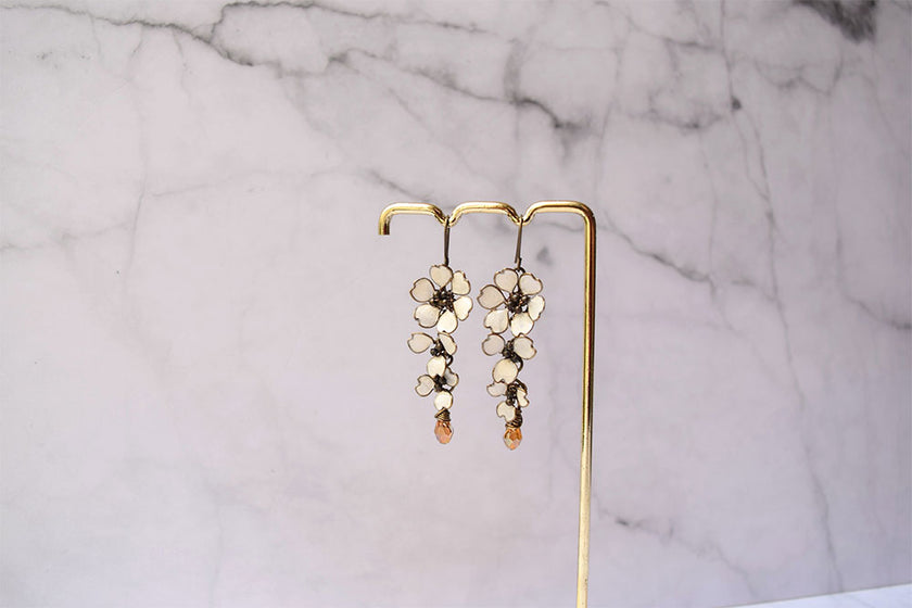 Sakura long dangle earrings