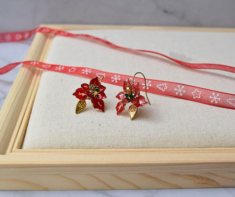 Red Poinsettia earrings