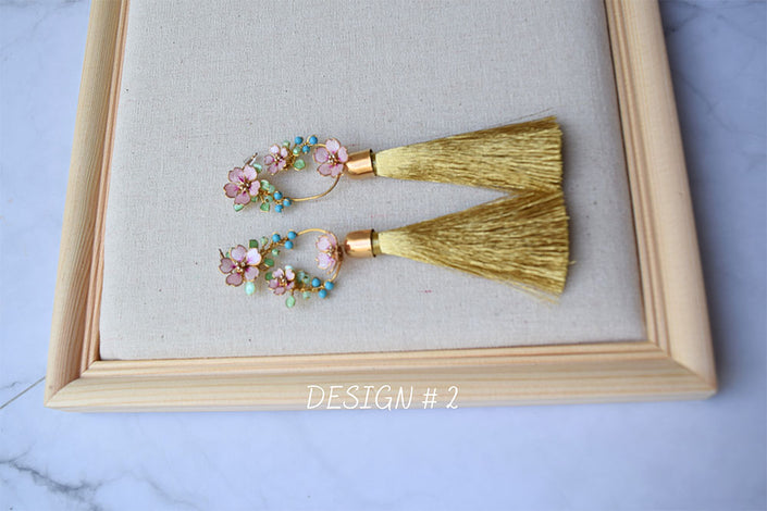 Sakura Flowers Hoop earrings with Tassels