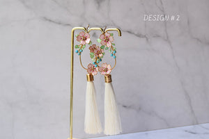 Sakura Flowers Hoop earrings with Tassels
