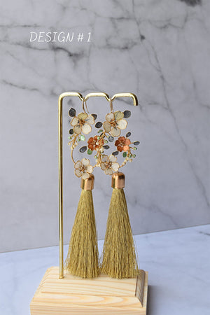 Sakura Flowers Hoop earrings with Tassels