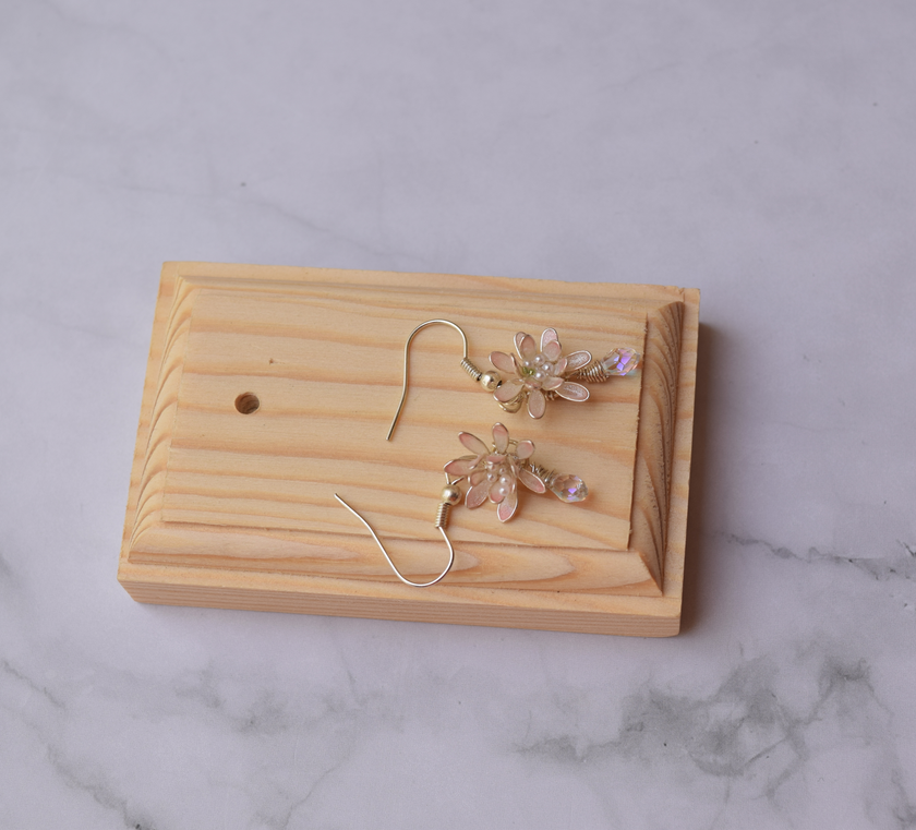 Lotus flower earrings white Swarovski