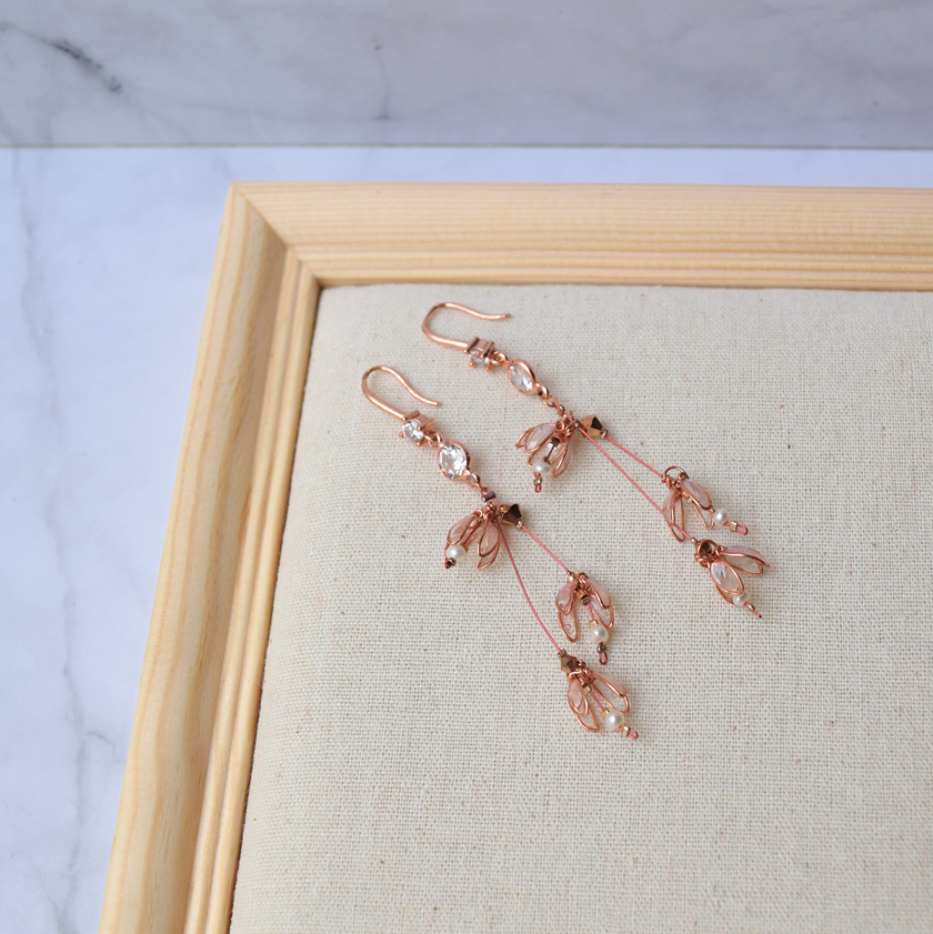 Flower pearl Tiger Tail necklace Earring