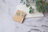 Cute little Forget-Me-Not flower stud earrings for women, Handmade and painted.