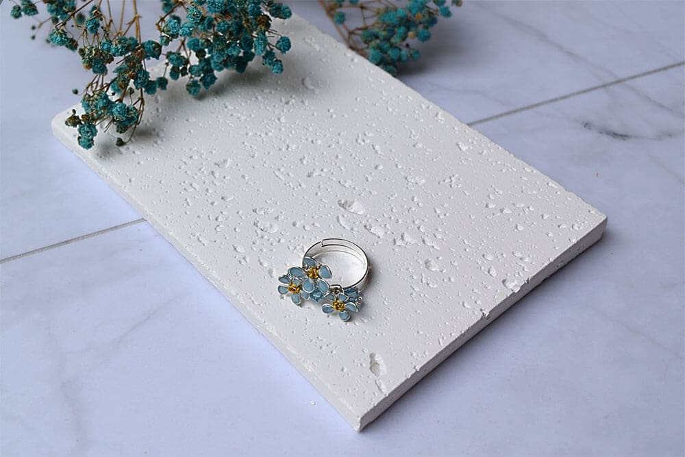 Sterling silver blue flower ring