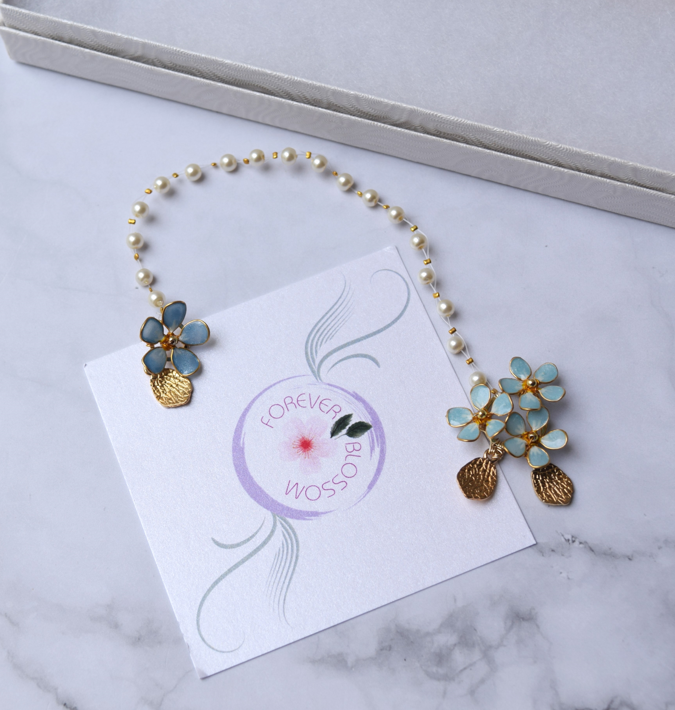 Bridal hair vine Forget Me Not flowers