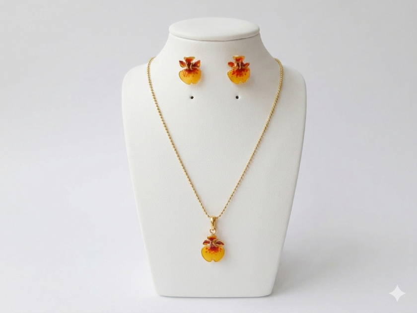 Yellow-Red Dancing lady Orchid set