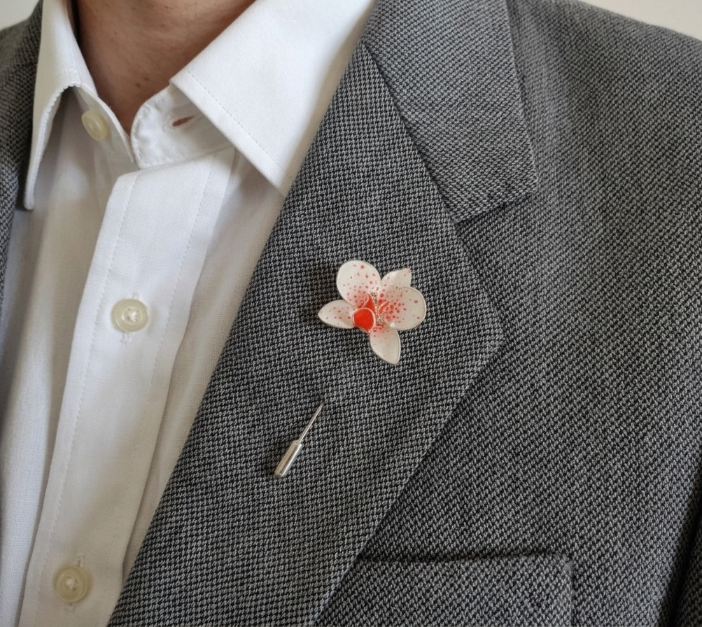 White Orchid Brooch