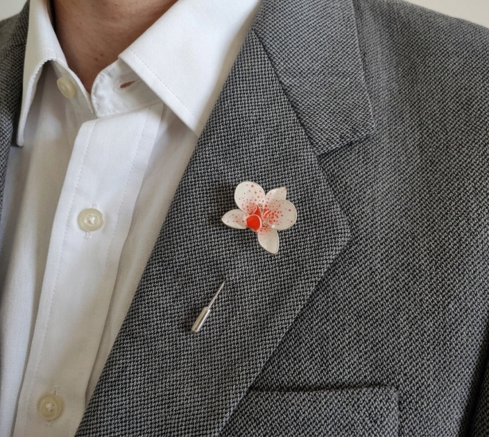 White Orchid Brooch
