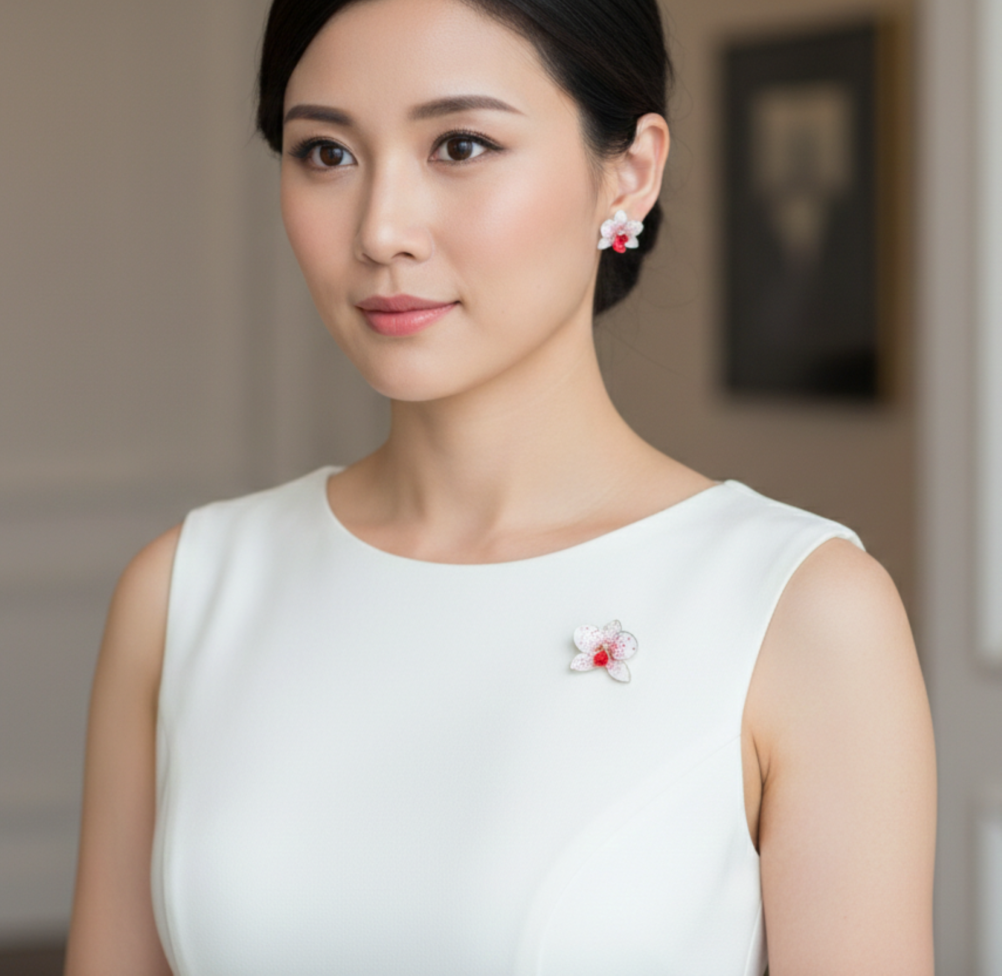 White Orchid Stud earrings