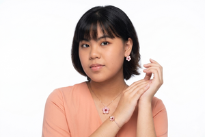 Rose gold Cherry Blossom necklace set
