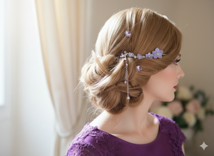 Violet flower short hair vine dangle