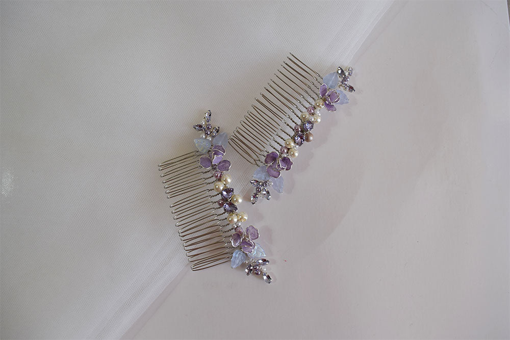 Lavender Crystal hair comb