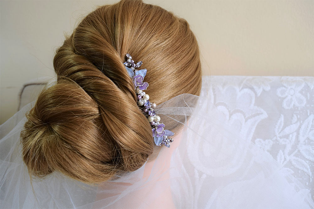 Lavender Crystal hair comb