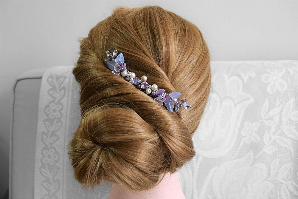 Lavender Crystal hair comb
