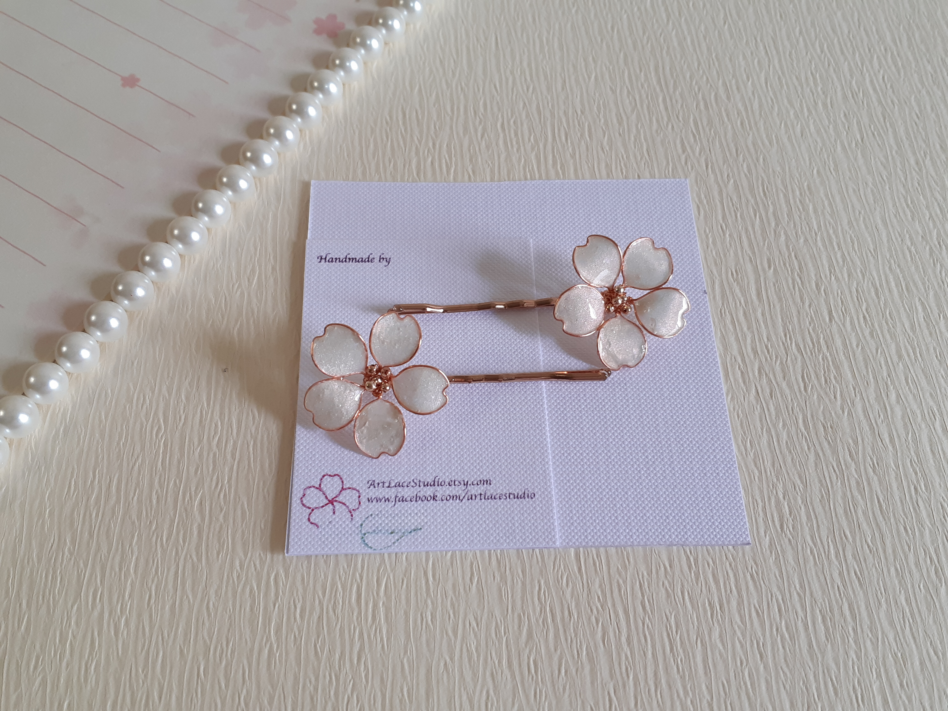 Sakura Hair pins Rose gold blush