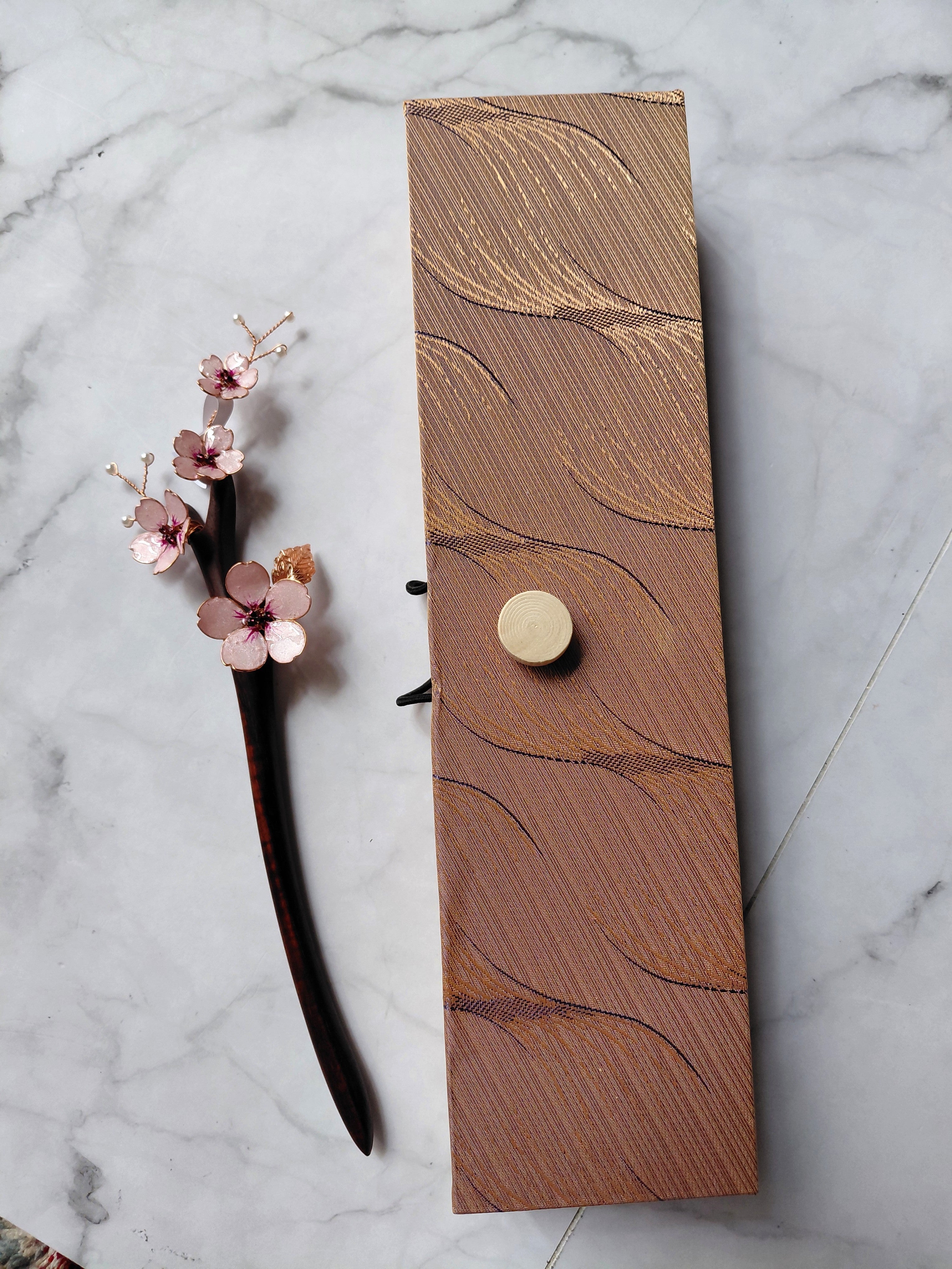 Sakura branch hair stick wooden, Japanese Pink Cherry Blossom