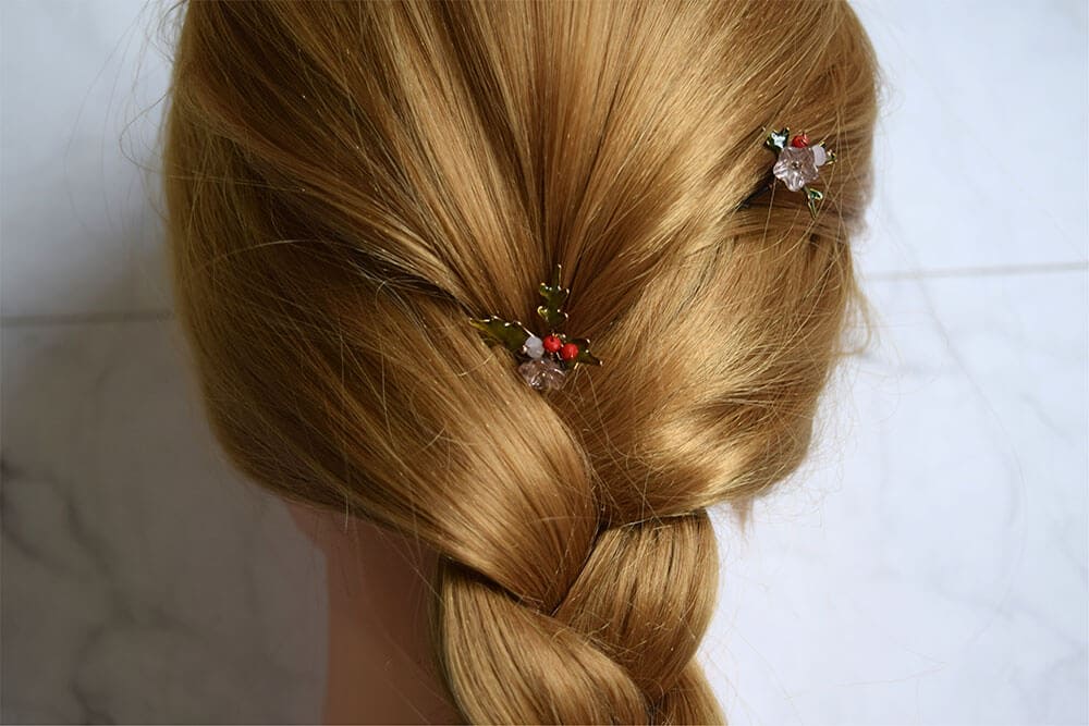 Faux Holly Cherry Hair pins