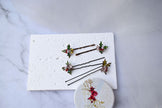 Holly Faux or Cherry leaves hair pins and forks for Christmas