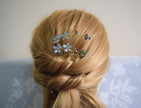 Delicate Forget-Me-Not flowers branch hair comb in gold finish, handmade flower bridal comb.