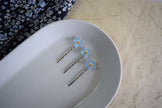 Hair pins and hair forks with single Forget-Me-Not flower, handmade, Sky blue colour.