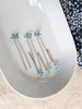 Hair pins and hair forks with single Forget-Me-Not flower, handmade, Sky blue colour.