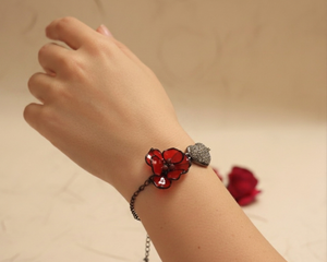 Red Poppy Flower Bracelet