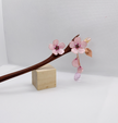 Pink Sakura/Cherry Blossom wooden hair stick with dangle chain
